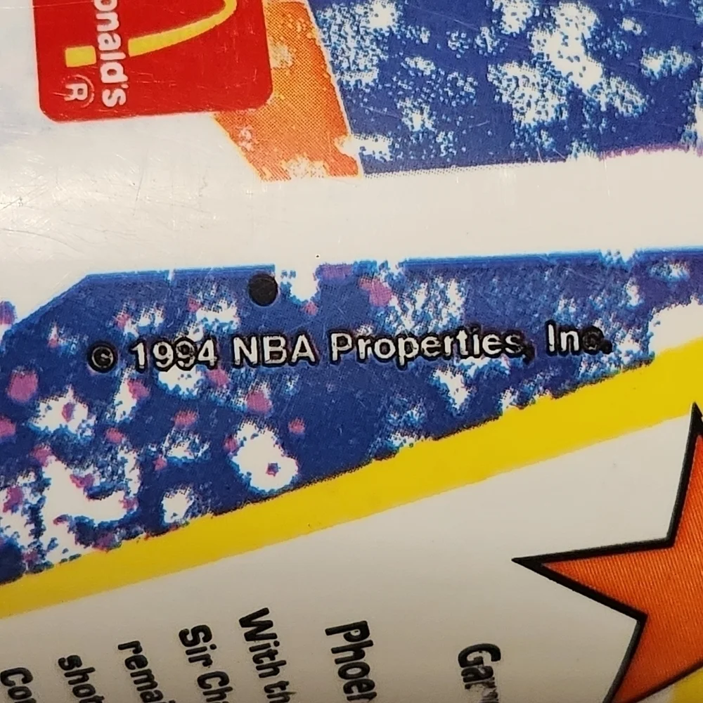 Vtg 1994 McDonalds Nothing But Net MVP's Charles Barkley, Phoenix Suns Cup NICE
